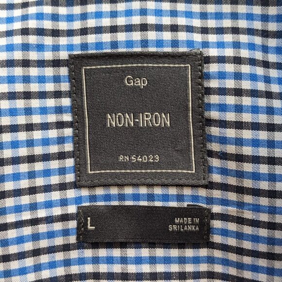 GAP Blue Gingham Men's Large Dress Shirt - Picture 5 of 5